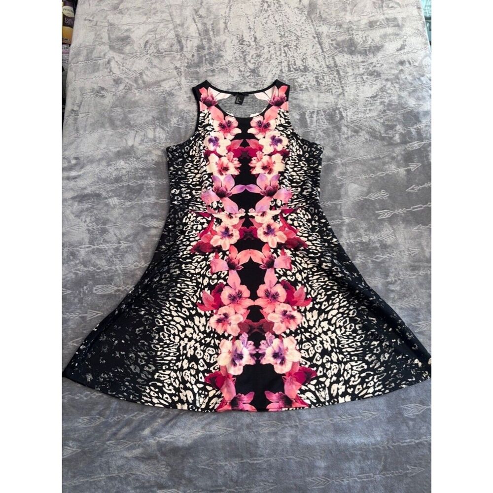 Fairycore Floral Cocktail Dress - Women's H&M Black & Pink - Size Large (L)